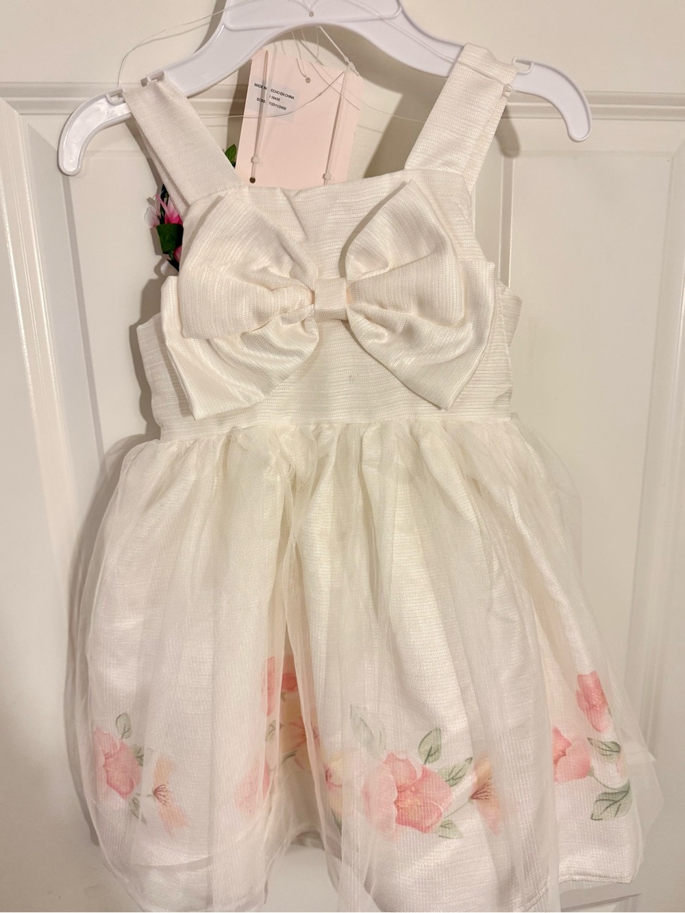 White Floral Dress With Tulle Dress & Floral Crown